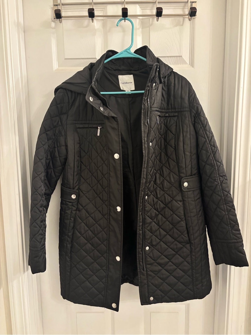 Black Quilted Hooded Jacket